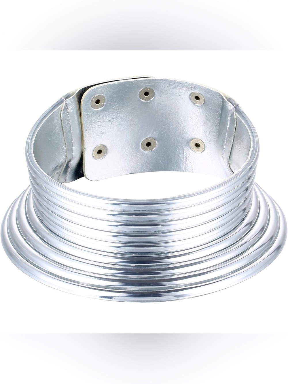 Chunky Silver Ribbed Cuff Necklace - NWOT